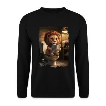 Löwentoilette Geschenk - Unisex Pullover - Schwarz - Vorne - Alina (178cm) & Michal (187cm)