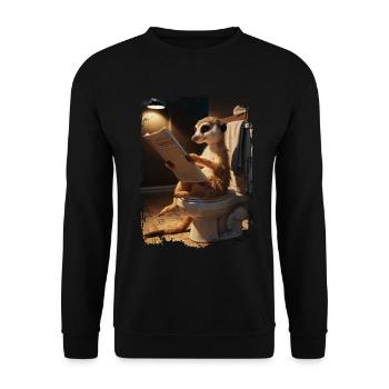 Erdmännchen-Toilette Geschenk - Unisex Pullover - Schwarz - Vorne - Alina (178cm) & Michal (187cm)