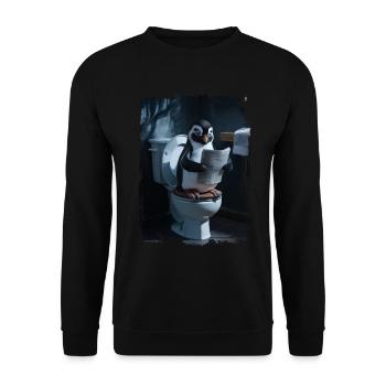Pinguin-ToiletteGeschenk - Unisex Pullover - Schwarz - Vorne - Alina (178cm) & Michal (187cm)