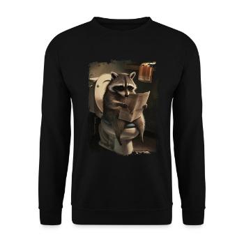 Waschbärtoilette Geschenk - Unisex Pullover - Schwarz - Vorne - Alina (178cm) & Michal (187cm)