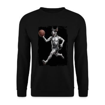 Hund spielt Basketball Geschenk - Unisex Pullover - Schwarz - Vorne - Alina (178cm) & Michal (187cm)