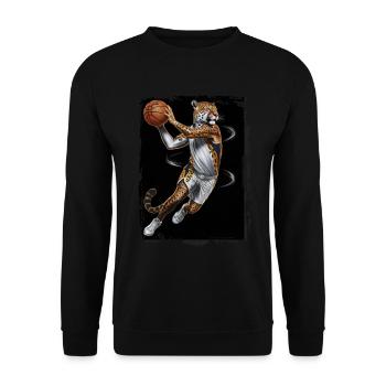 Jaguar spielt Basketball Geschenk - Unisex Pullover - Schwarz - Vorne - Alina (178cm) & Michal (187cm)