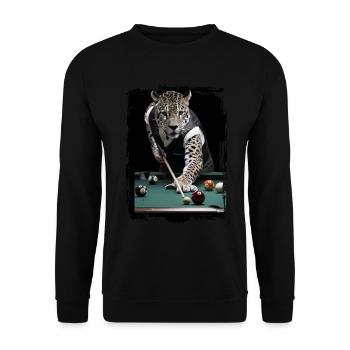 Jaguar spielt Billard Geschenk - Unisex Pullover - Schwarz - Vorne - Alina (178cm) & Michal (187cm)