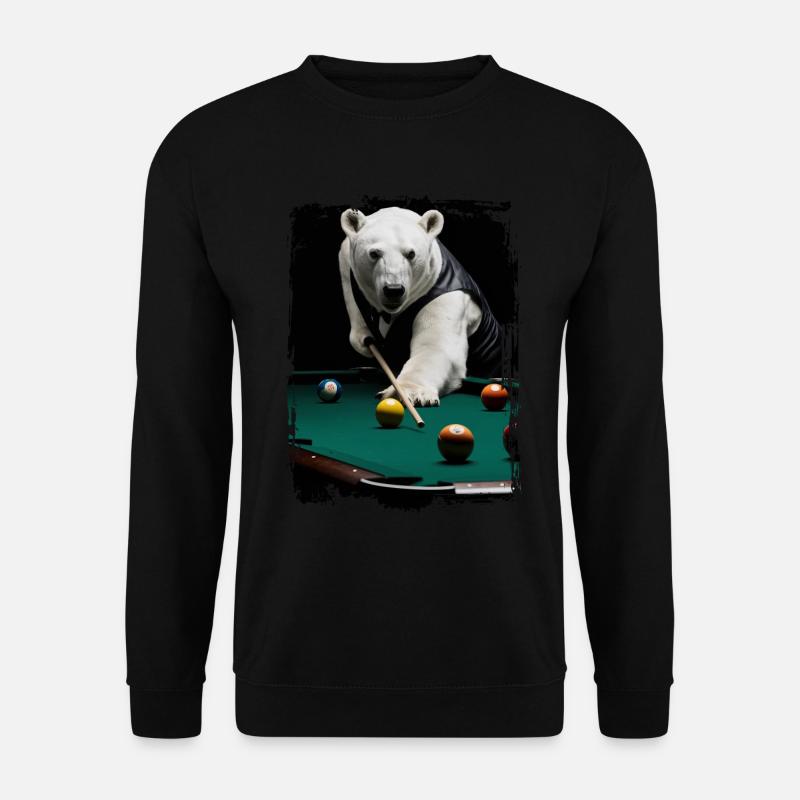 Eisbär spielt Billard Geschenk - Unisex Pullover - Schwarz