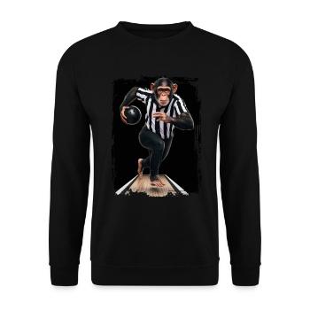 Schimpanse spielt Bowling Geschenk - Unisex Pullover - Schwarz - Vorne - Alina (178cm) & Michal (187cm)