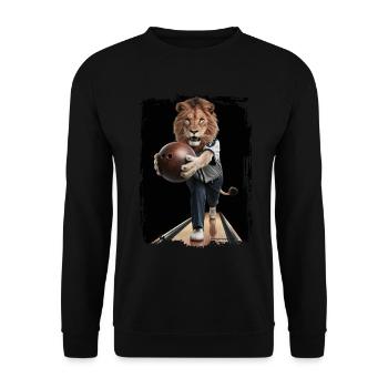 Löwe spielt Bowling Geschenk - Unisex Pullover - Schwarz - Vorne - Alina (178cm) & Michal (187cm)
