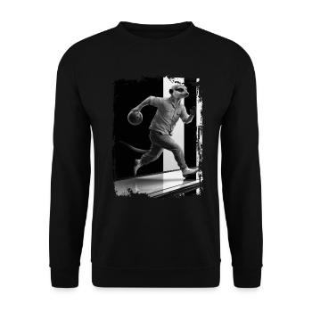 Erdmännchen spielt Bowling Geschenk - Unisex Pullover - Schwarz - Vorne - Alina (178cm) & Michal (187cm)