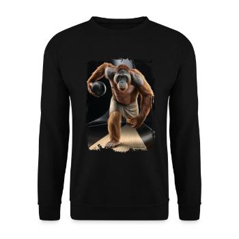 Orang-Utan spielt Bowling Geschenk - Unisex Pullover - Schwarz - Vorne - Alina (178cm) & Michal (187cm)