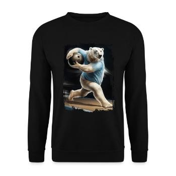 Eisbär spielt Bowling Geschenk - Unisex Pullover - Schwarz - Vorne - Alina (178cm) & Michal (187cm)