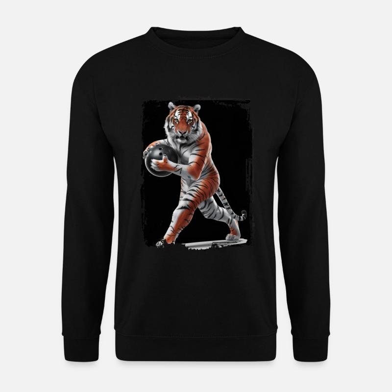 Tiger spielt Bowling Geschenk - Unisex Pullover - Schwarz