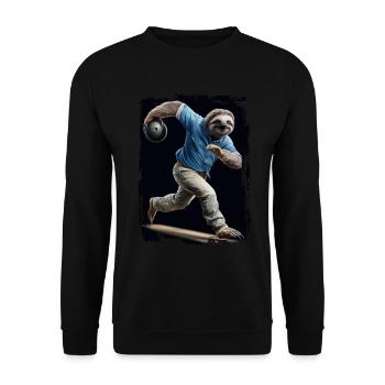Faultier spielt Bowling Geschenk - Unisex Pullover - Schwarz - Vorne - Alina (178cm) & Michal (187cm)
