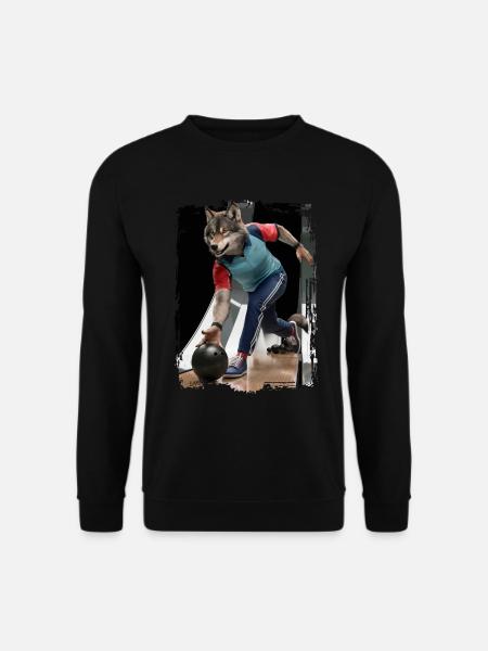 Wolf spielt Bowling Geschenk - Unisex Pullover - Schwarz