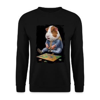 Meerschweinchen spielen PuzzleGeschenk - Unisex Pullover - Schwarz - Vorne - Alina (178cm) & Michal (187cm)
