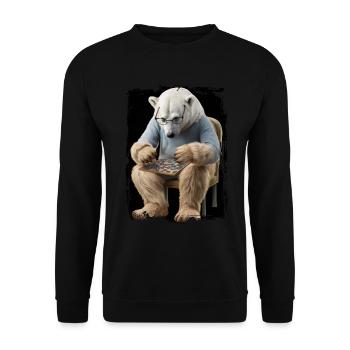 Eisbär spielt Puzzle Geschenk - Unisex Pullover - Schwarz - Vorne - Alina (178cm) & Michal (187cm)