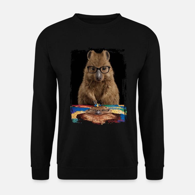 Quokka spielt Puzzle Geschenk - Unisex Pullover - Schwarz