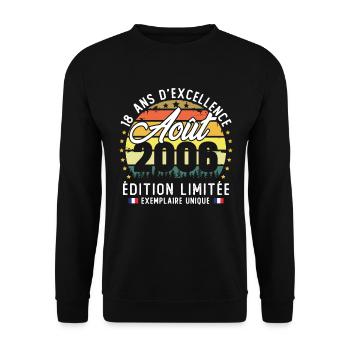 August 2006 Vintage 18 Year Anniversary Gift - Unisex Sweatshirt - black - Front - Alina (178cm) & Michal (187cm)