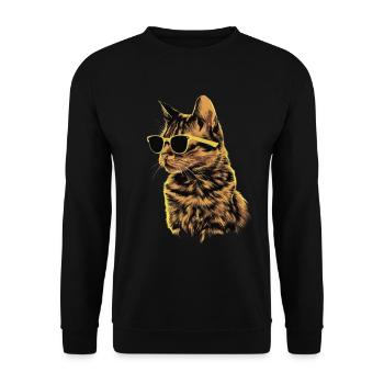 Chartreux-Katzen-Sonnenbrille Geschenk - Unisex Pullover - Schwarz - Vorne - Alina (178cm) & Michal (187cm)