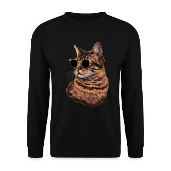 Sonnenbrill mit Katzenmotiv Havanna-Braun Geschenk - Unisex Pullover - Schwarz - Vorne - Alina (178cm) & Michal (187cm)