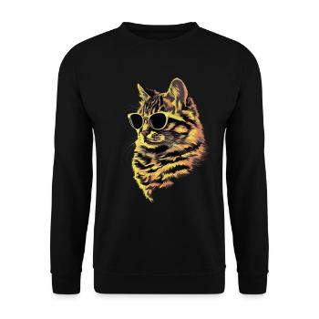 Sonnenbrille mit sibirischer Katze Geschenk - Unisex Pullover - Schwarz - Vorne - Alina (178cm) & Michal (187cm)