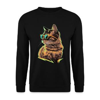 Sonnenbrille für Türkisch Angora-Katze Geschenk - Unisex Pullover - Schwarz - Vorne - Alina (178cm) & Michal (187cm)