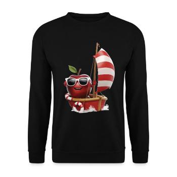 Obst Apfel Bootfahren Geschenk - Unisex Pullover - Schwarz - Vorne - Alina (178cm) & Michal (187cm)
