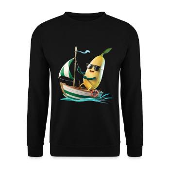 Obst Banane Bootfahren Geschenk - Unisex Pullover - Schwarz - Vorne - Alina (178cm) & Michal (187cm)