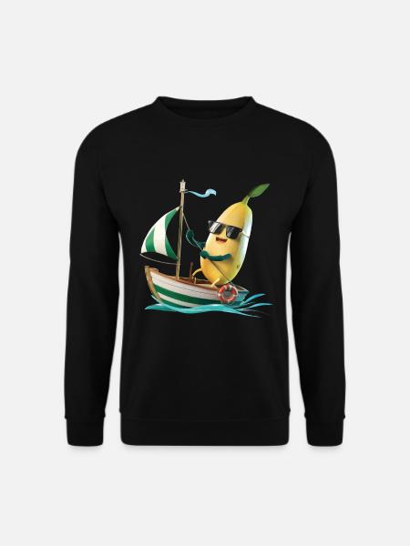 Obst Banane Bootfahren Geschenk - Unisex Pullover - Schwarz