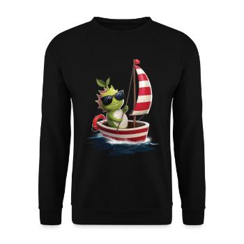Obst Drachenfrucht Bootfahren Geschenk - Unisex Pullover - Schwarz - Vorne - Alina (178cm) & Michal (187cm)