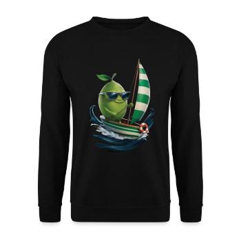 Frucht Limette Bootfahren Geschenk - Unisex Pullover - Schwarz - Vorne - Alina (178cm) & Michal (187cm)