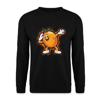 Lustiges Orangenfrucht Geschenk - Unisex Pullover - Schwarz - Vorne - Alina (178cm) & Michal (187cm)