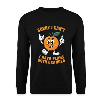 Lustiges Orangenfrucht Geschenk - Unisex Pullover - Schwarz - Vorne - Alina (178cm) & Michal (187cm)