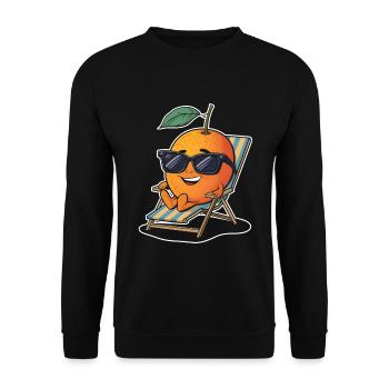 Lustiges Orangenfrucht Geschenk - Unisex Pullover - Schwarz - Vorne - Alina (178cm) & Michal (187cm)