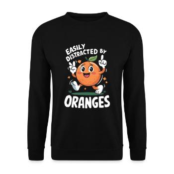 Lustiges Orangenfrucht Geschenk - Unisex Pullover - Schwarz - Vorne - Alina (178cm) & Michal (187cm)