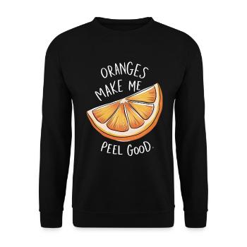 Lustiges Orangenfrucht Geschenk - Unisex Pullover - Schwarz - Vorne - Alina (178cm) & Michal (187cm)