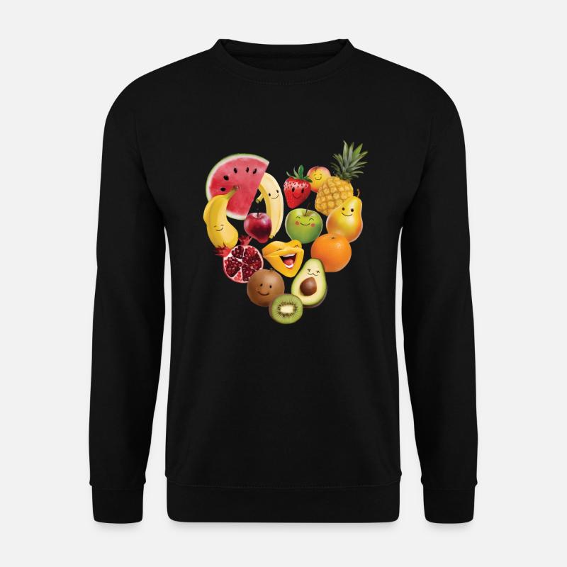 Fruchtcollage Herz Geschenk - Unisex Pullover - Schwarz