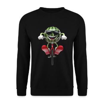 Wassermelone Radfahren auf dem Fahrrad Geschenk - Unisex Pullover - Schwarz - Vorne - Alina (178cm) & Michal (187cm)