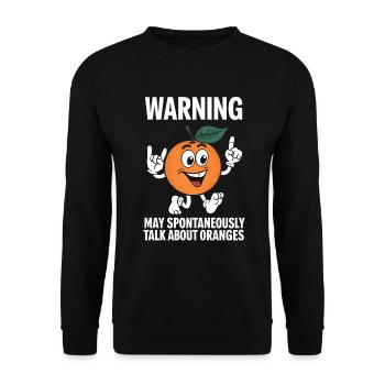 Lustiges Orangenfrucht Geschenk - Unisex Pullover - Schwarz - Vorne - Alina (178cm) & Michal (187cm)