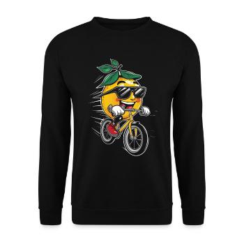 Zitrone Radfahren auf Fahrrad-Geschenk - Unisex Pullover - Schwarz - Vorne - Alina (178cm) & Michal (187cm)