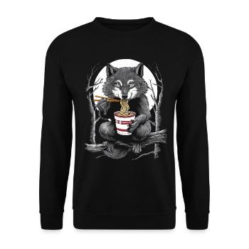 Wolf - Unisex Pullover - Schwarz - Vorne - Alina (178cm) & Michal (187cm)