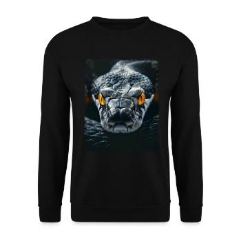 Yellow Eyes Black Snake Python Cobra Reptile Viper - Unisex Sweatshirt - black - Front - Alina (178cm) & Michal (187cm)