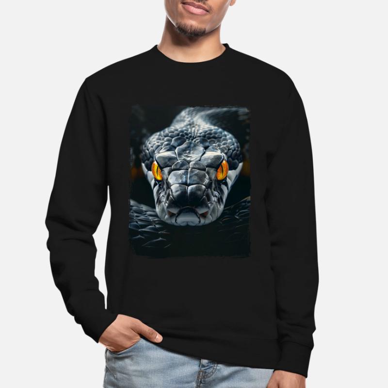 Yellow Eyes Black Snake Python Cobra Reptile Viper Unisex Sweatshirt