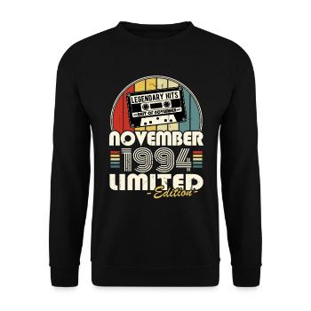 Légendaire depuis novembre 1994 Vintage Anniversaire - Sweat-shirt Unisexe - noir - Devant - Alina (178cm) & Michal (187cm)