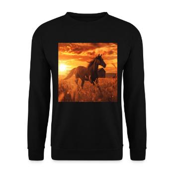 Pferd - Unisex Pullover - Schwarz - Vorne - Alina (178cm) & Michal (187cm)