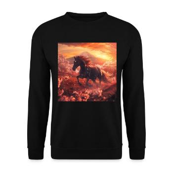 Pferd - Unisex Pullover - Schwarz - Vorne - Alina (178cm) & Michal (187cm)