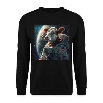 Kuh - Unisex Pullover - Schwarz - Vorne - Alina (178cm) & Michal (187cm)