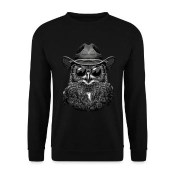 Eule - Unisex Pullover - Schwarz - Vorne - Alina (178cm) & Michal (187cm)