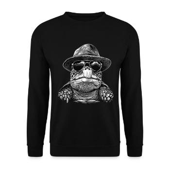 Schildkröte - Unisex Pullover - Schwarz - Vorne - Alina (178cm) & Michal (187cm)