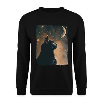 Black Cat Animal Stars Full Moon Night Starry Sky - Unisex Sweatshirt - black - Front - Alina (178cm) & Michal (187cm)