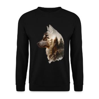 Sibirischer Husky - Unisex Pullover - Schwarz - Vorne - Alina (178cm) & Michal (187cm)