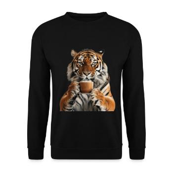 Tiger - Unisex Sweatshirt - black - Front - Alina (178cm) & Michal (187cm)